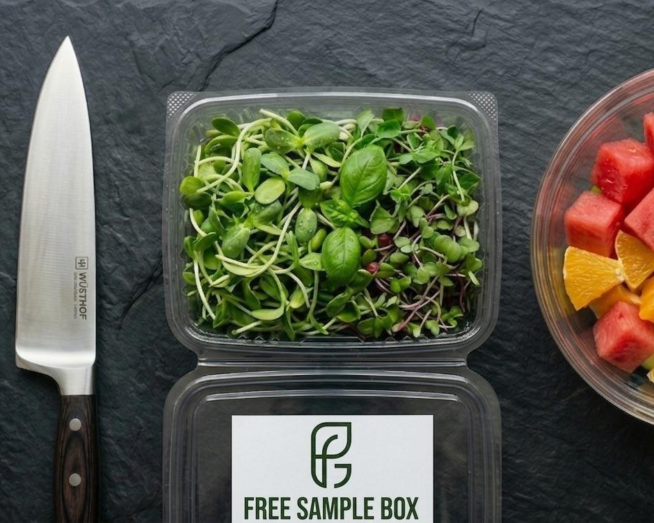 Free sample box of mixed microgreens