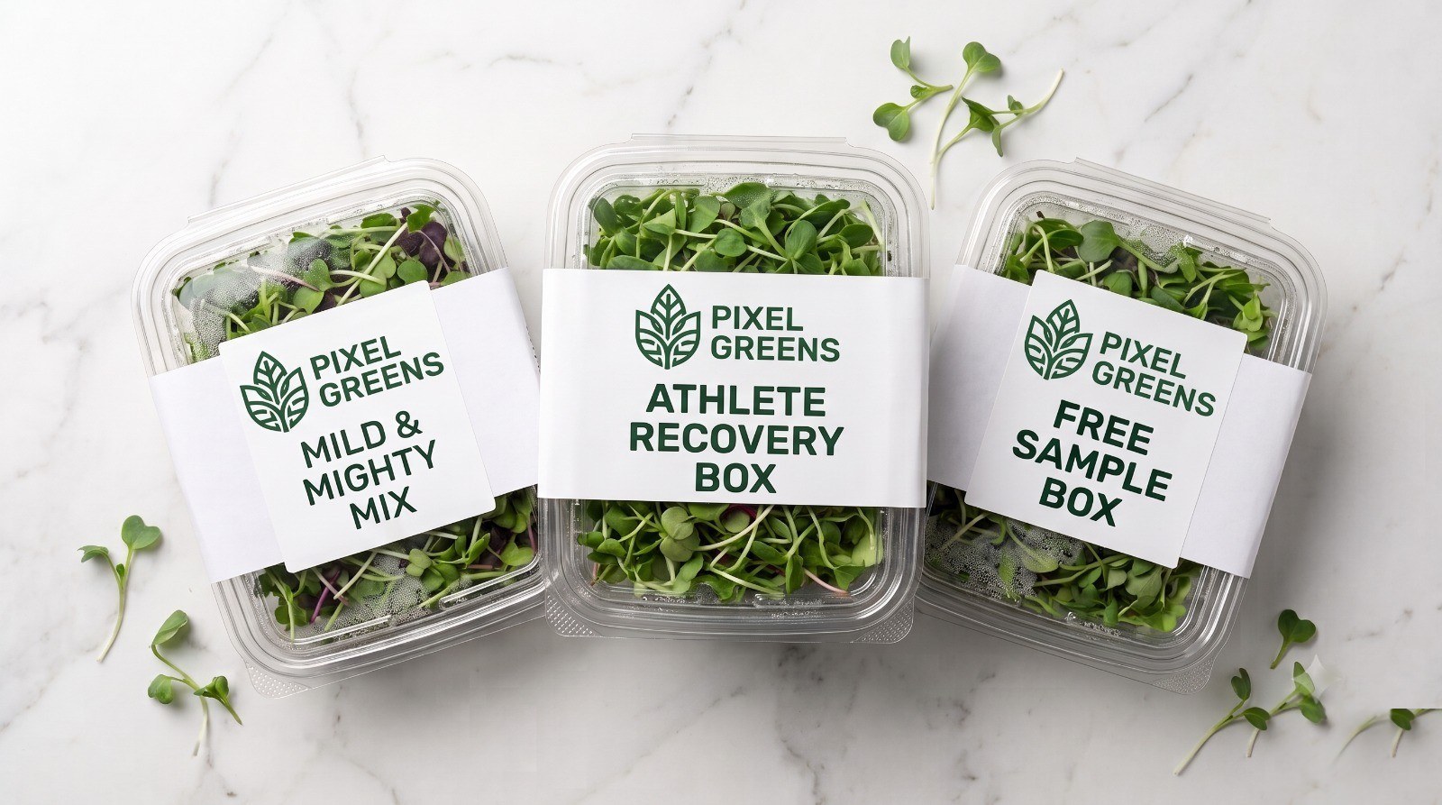 Three curated microgreen boxes